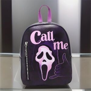 SCREAM Movie Ghost Face CALL ME Black & Purple Backpack BioWorld Knife Zip Pull